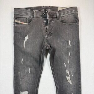 Diesel Jeans Mens 30x32 Tepphar Slim Carrot Distressed Stretch Gray Rocker Biker